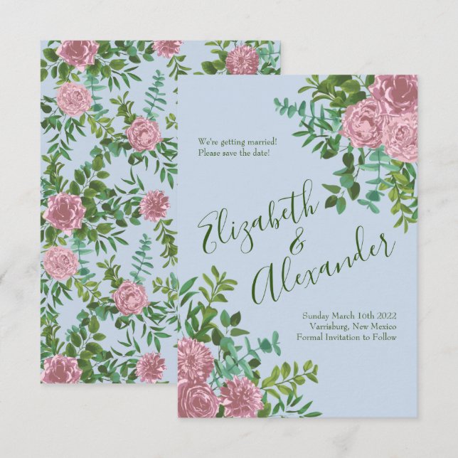 Rosa ros Garden Vår bröllop Inbjudningar (Fram/baksida)