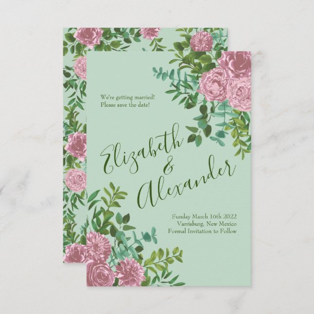 Rosa ros Garden Vår bröllop Inbjudningar (Fram/baksida)