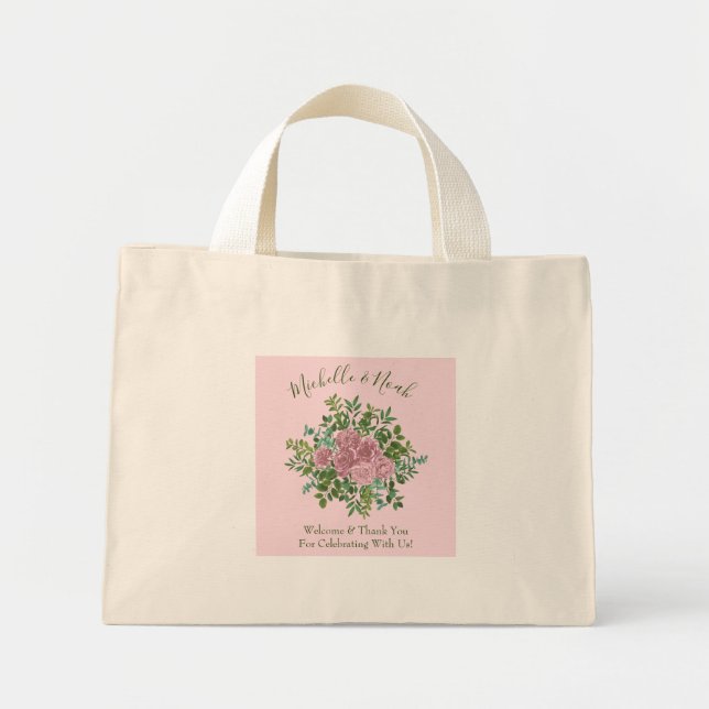 Rosa ros Garden Vår bröllop Mini Tygkasse (Framsidan)
