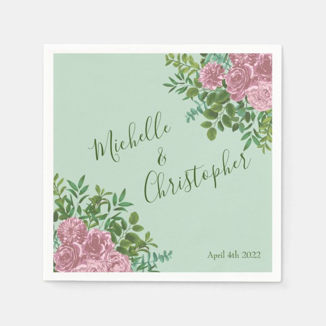 Rosa ros Garden Vår bröllop Pappersservett (Framsidan)