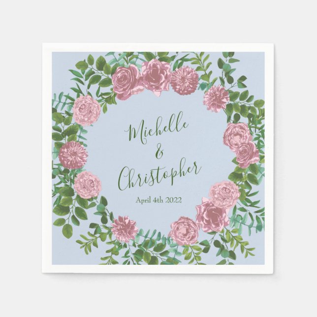 Rosa ros Garden Vår bröllop Pappersservett (Framsidan)