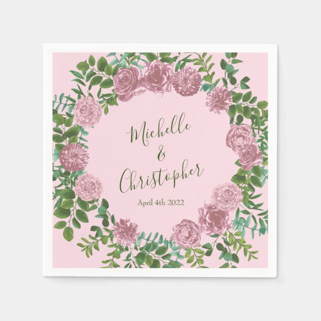 Rosa ros Garden Vår bröllop Pappersservett (Framsidan)