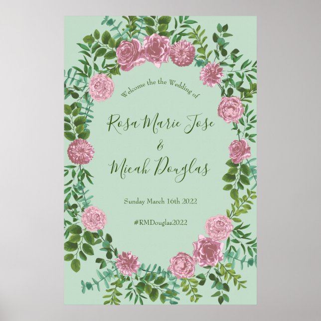 Rosa ros Garden Vår bröllop Poster (Framsidan)