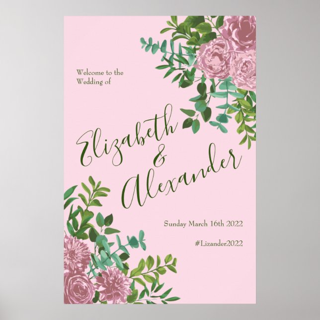 Rosa ros Garden Vår bröllop Poster (Framsidan)