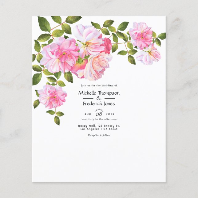 Rosa ros Garden Wedding Flygblad (Framsidan)