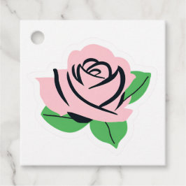 Rosa ros gåvor etiketter