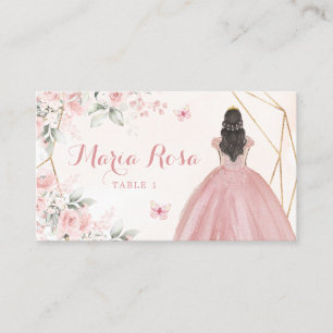  Rosa ros Geometric Blommigt Quinceañera Placeringskort