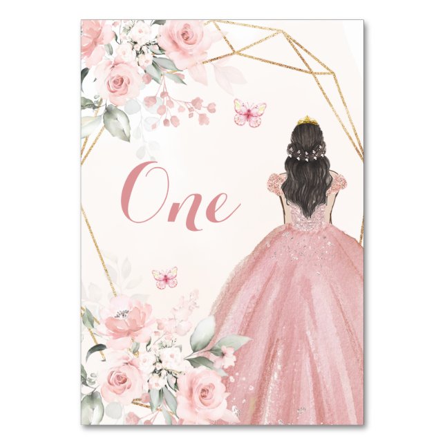  Rosa ros Geometric Girl Sweet 16:e födelsedagen Bordsnummer (Framsidan)