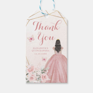 Rosa ros Geometric Quinceañera Tack Presentetikett