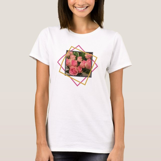 Rosa ros Geometric T Shirt (Framsida)