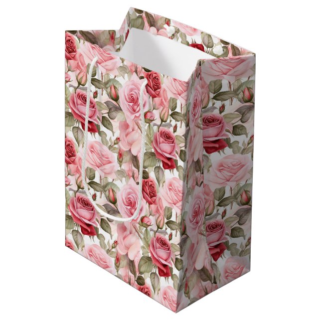 Rosa ros Gift Bag (Framsidan Vinklad)