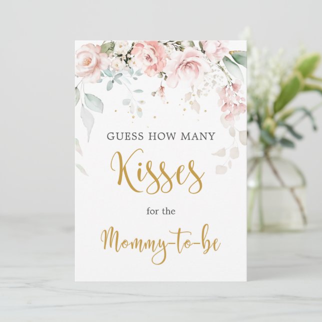 Rosa ros gissar hur många Kisses-spelsignatur Inbjudningar (Stående Fram)