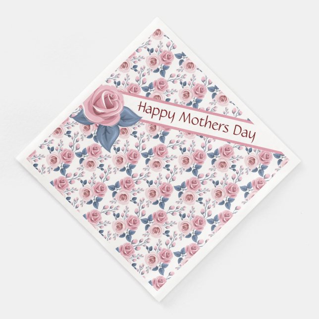 Rosa ros glad mors dag pappersservett (Hörn)