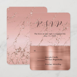 Rosa ros Glam Glitter Bröllop OSA Kort