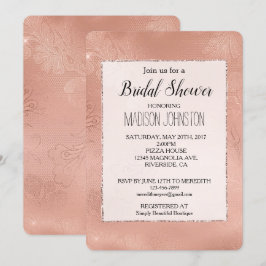 Rosa ros Glam Snöre Bröllop Inbjudningar