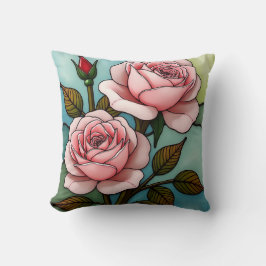 Rosa ros glasaktigt glas kudde