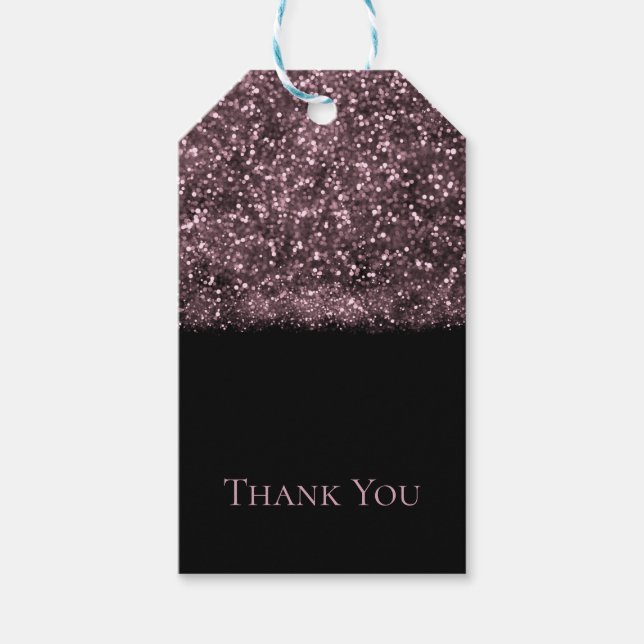 Rosa ros glitter gnistrande ljus Sweet 16-fest Presentetikett (Framsidan)