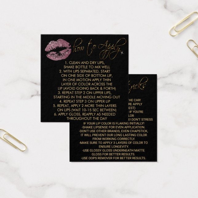 Rosa ros Glitter Läppar 2 - Tillämpning Fyrkantigt Visitkort (Kontor)