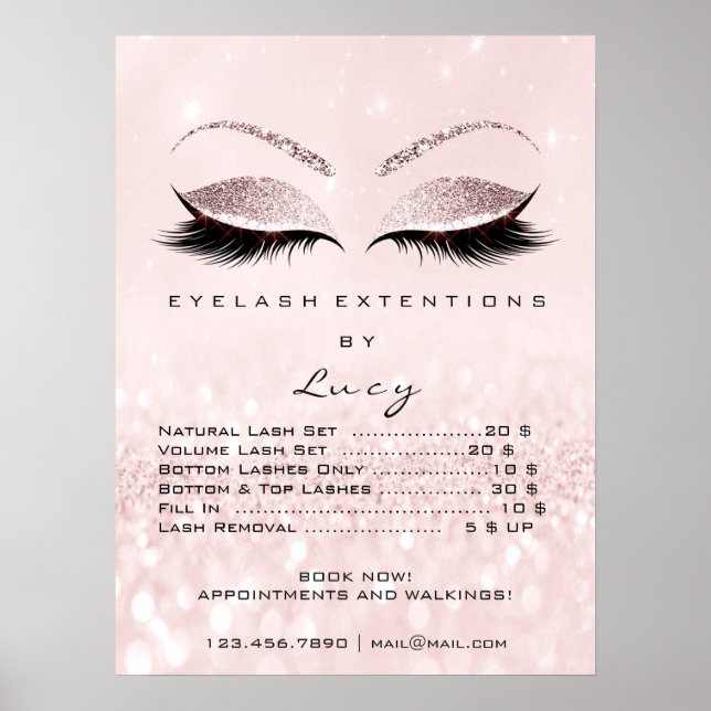 Rosa ros Glitter Makeup Öga bryter priserna Poster (Framsidan)