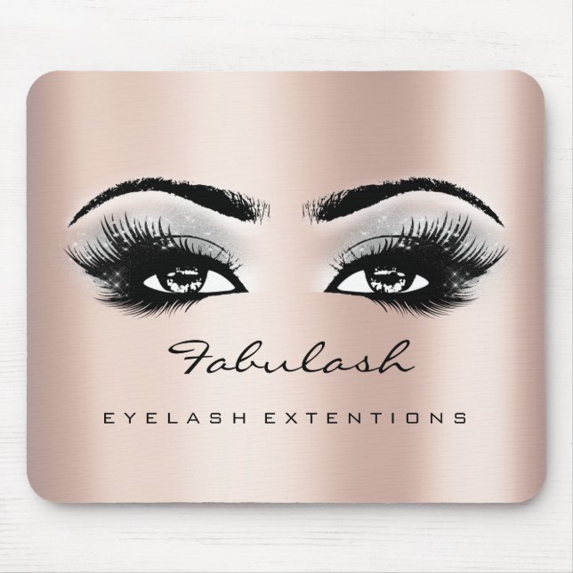 Rosa ros Glitter Namn Beauty Lash Makeup Grått Musmatta (Framsidan)