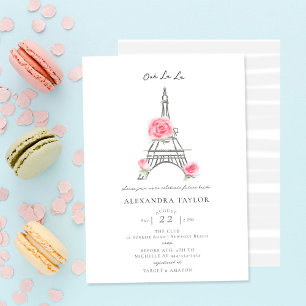 Rosa ros Glitter Paris Elegant Möhippa Inbjudningar