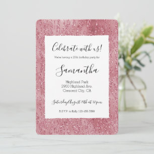 Rosa ros glitter sebra djurtryck inbjudningar