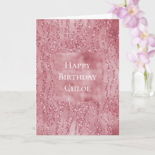 Rosa ros Glitter Zebra Animal Kort