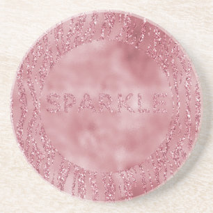 Rosa ros Glitter Zebra Animal Underlägg