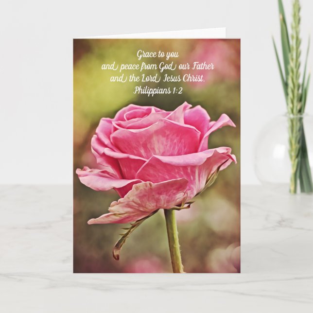 Rosa ros Grace Scripture Note Card Philippians Kort (Framsida)