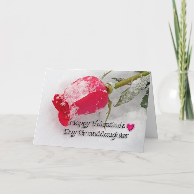 Rosa ros Granddotter Valentine Helgkort (Framsida)