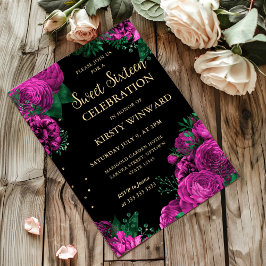 Rosa ros Gräns Blommigt Sweet sixteen Inbjudningar