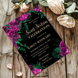 Rosa ros Gräns Blommigt Sweet sixteen Inbjudningar