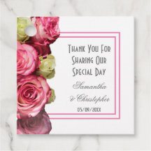 Rosa ros gräns tackar er bröllop