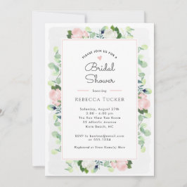 Rosa ros Greenery Boho Möhippa Inbjudningar