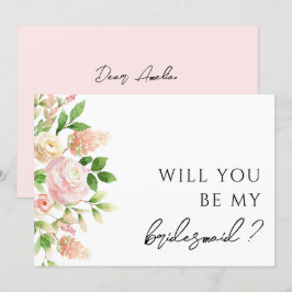 Rosa ros Greenery Bridesmaid Frieri kort