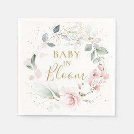 Rosa ros Greenery Foliage Baby Shower Napkins Pappersservett