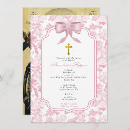 Rosa ros grekisk-ortodox Christening Baptism Inbjudningar