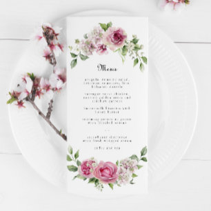 Rosa ros Grey Blommigt Arch Bröllop eller Birthday Meny