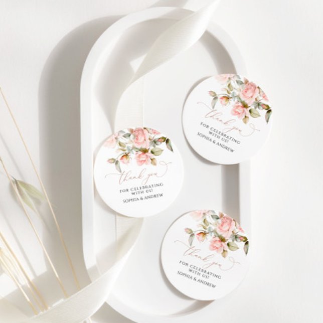 Rosa ros & Grey Löv Märkre för bröllopsförmån Gåvor Etiketter (Skapare uppladdad)