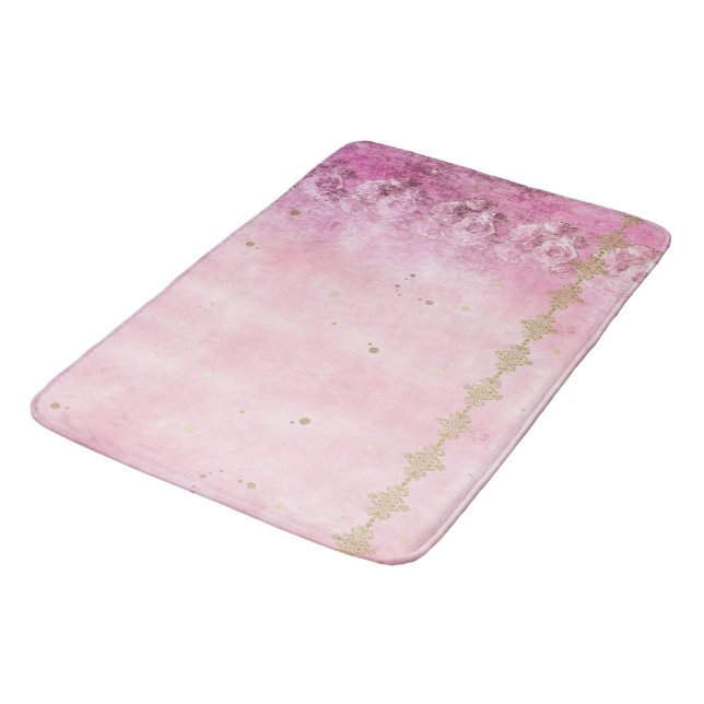 Rosa ros Grunge Damask - Bath Mat Badrumsmatta (Vinklad)