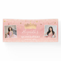 Rosa ros Guld 2 Fotofödelsedag Quinceanera