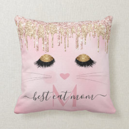Rosa ros guld, bästa mamma-monogram kudde