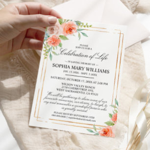 Rosa ros & Guld begraven Firande i Life Inbjudningar