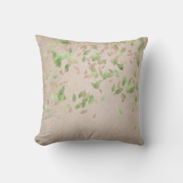 Rosa ros Guld Blad Mint Grönt Ivory Linen Kudde