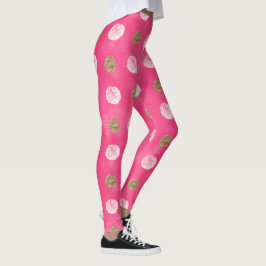 rosa ros Guld Blommigt Shock rosa Leggings