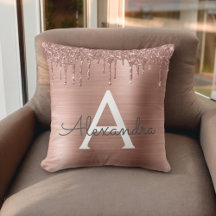 Rosa ros Guld Brushed Metall Monogram Namn