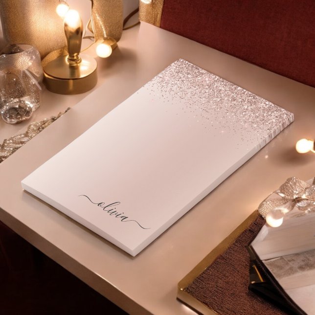 Rosa ros Guld Brushed Metall Monogram Namn Post-it Block (Skapare uppladdad)