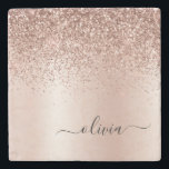 Rosa ros Guld Brushed Metall Monogram Namn Stenunderlägg<br><div class="desc">Ro Guld -  Rosan Faux Foil Metallic Gnistra Glitter Brushed Metall Monogram Namn Stone Tile. Det gör perfekt studenten,  söt 16-årsdag,  bröllop,  möhippa,  årsdag,  babydusch eller bachelorette-fest till någon som kärlek glam lyx och chic stilar.</div>