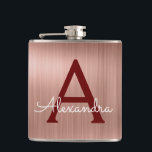 Rosa ros Guld - Burgundy Metallic Monogram Namn Fickplunta<br><div class="desc">Rosa - Monogramkolv Ro och Burgundy Brushed Metall Elegant. Den här kolven kan anpassas så att den omfattar ditt första och första namn. Rosa ros Guld-kolven är perfekt för en födelsedag eller ett bachelorette-parti firande.</div>
