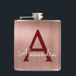 Rosa ros Guld - Burgundy Metallic Monogram Namn Fickplunta<br><div class="desc">Rosa - Monogramkolv Ro och Burgundy Brushed Metall Elegant. Den här kolven kan anpassas så att den omfattar ditt första och första namn. Rosa ros Guld-kolven är perfekt för en födelsedag eller ett bachelorette-parti firande.</div>